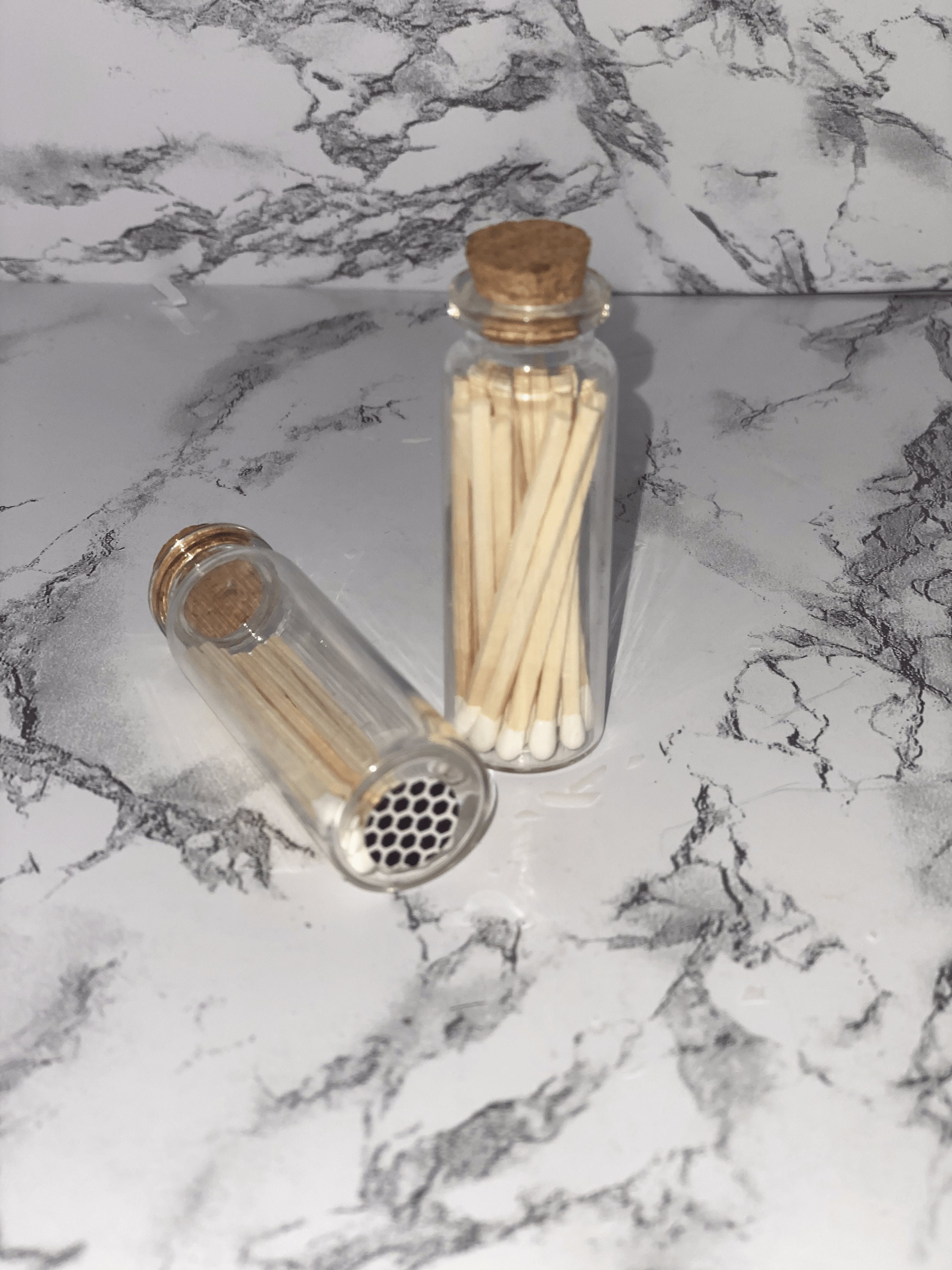 Matches in Small Glass Jars With Striker Etsy