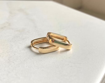 Square Geometric Gold-Plated Earrings/ Huggie Hoop Jewellery/ simple minimalist everyday jewelry/Elegant Gifts for Her