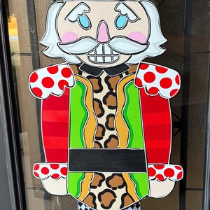 Jumbo Nutcracker Door Hanger with Ribbon Legs, Christmas Decor (17”x 41”