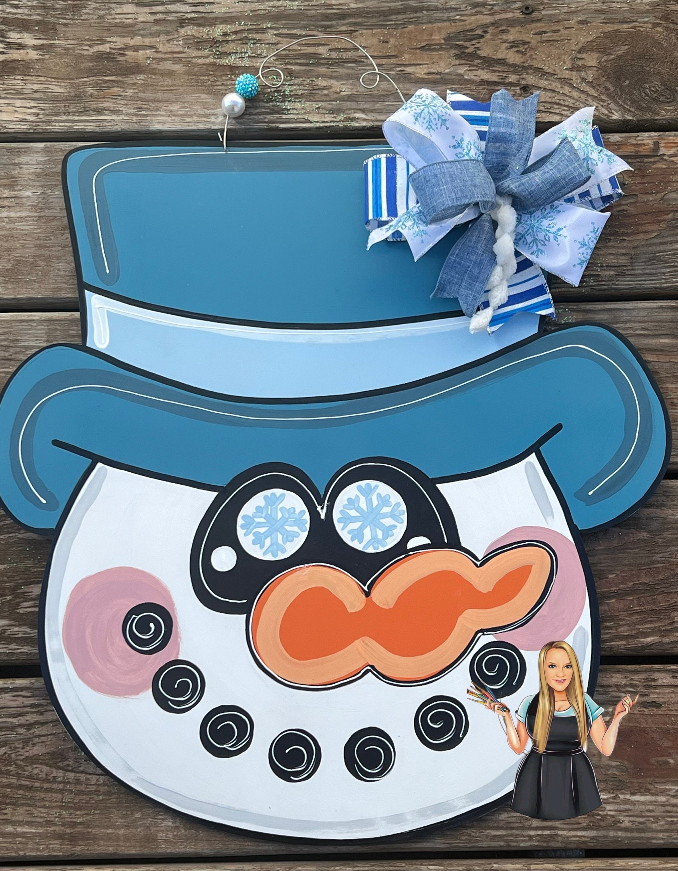 Snowman door hanger, Christmas door hanger, door hanger, approx 19"x23”