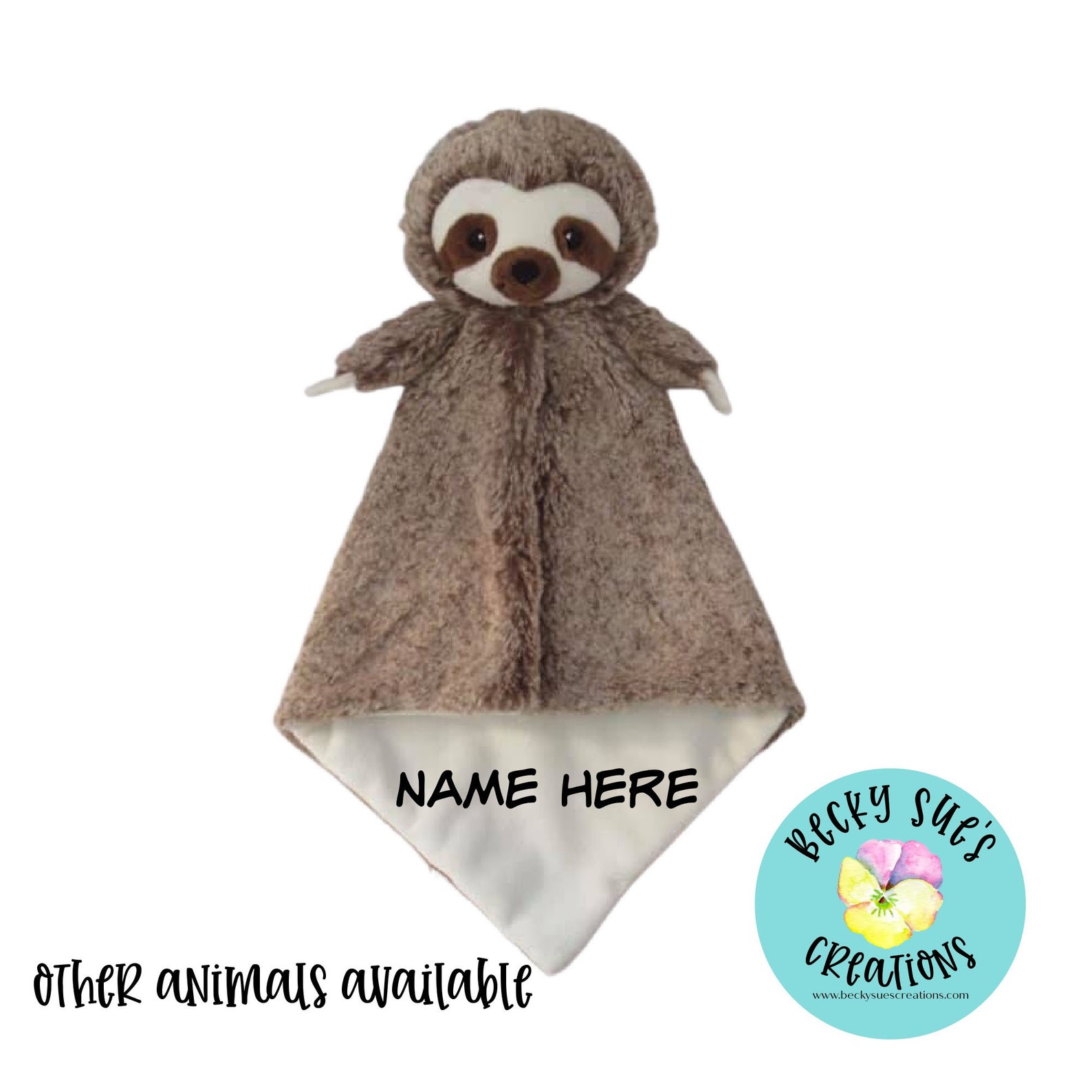 Personalized Sloth Lovey Blanket Baby Gift for Boy or Girl Etsy