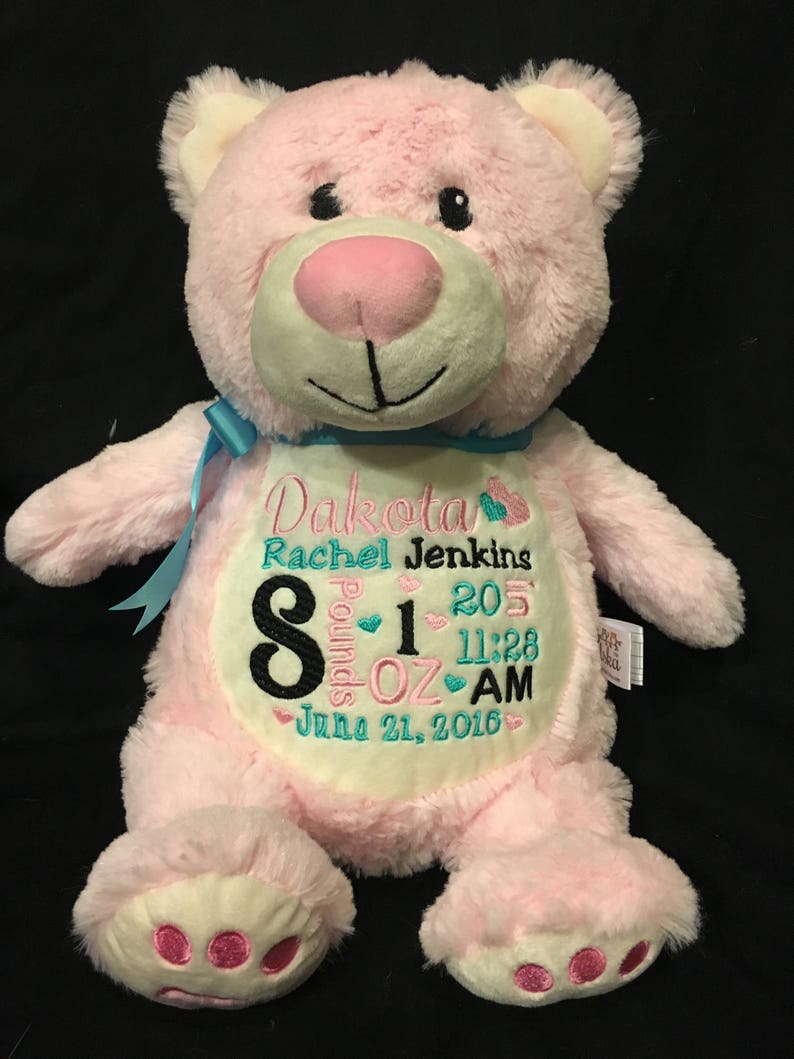 Birth Announcement Stuffed Animal Baby Announcement Plush Etsy