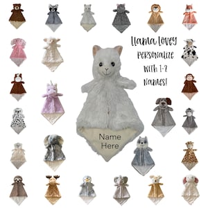 Personalized Baby Gift, Baby Animal Lovey Blanket, Llama Soother Blanket, Gift for Baby, Baby Shower Gift, New Baby Gift