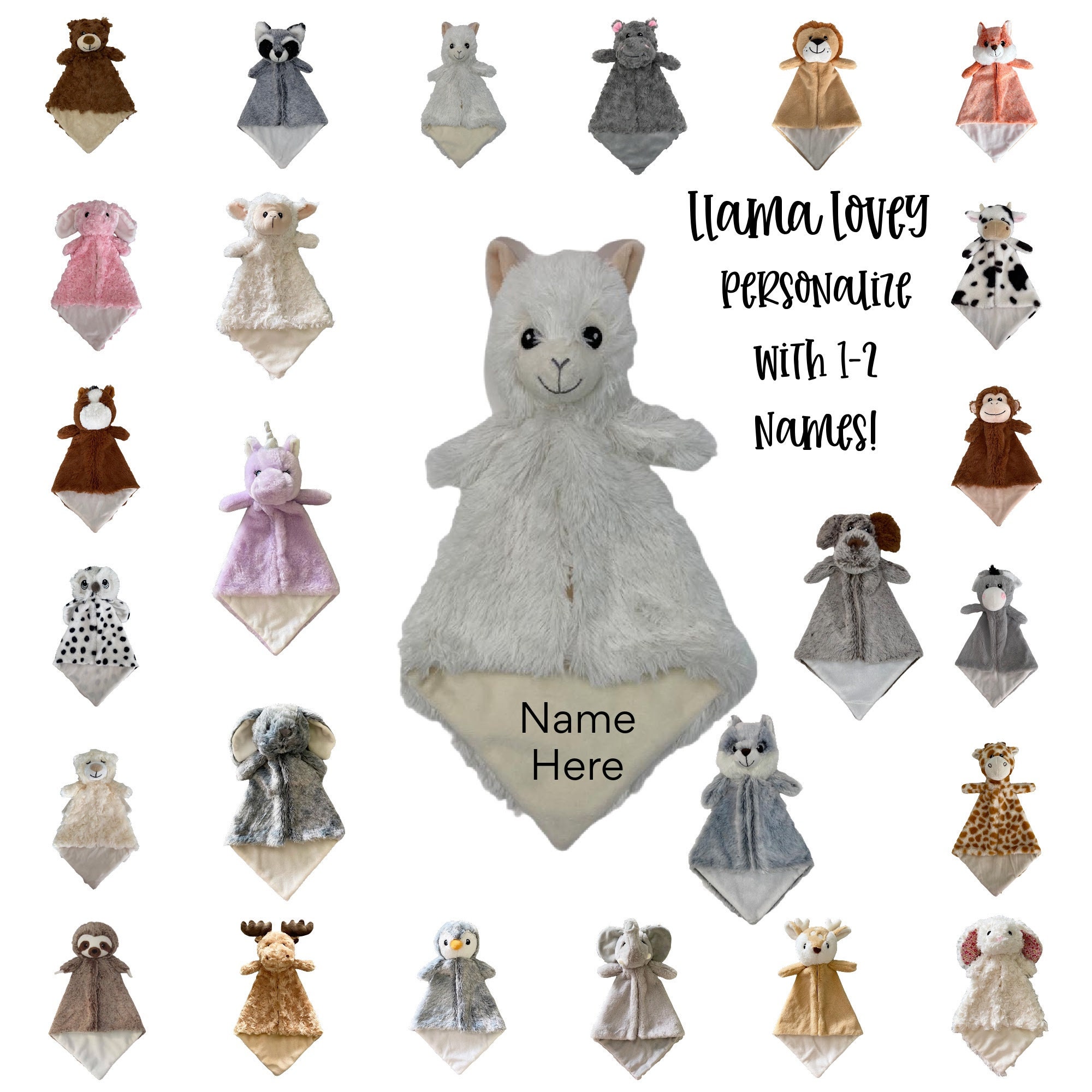 Personalized Baby Gift Baby Animal Lovey Blanket Llama Soother Blanket Gift for Baby Baby Shower Gift New Baby Gift Etsy
