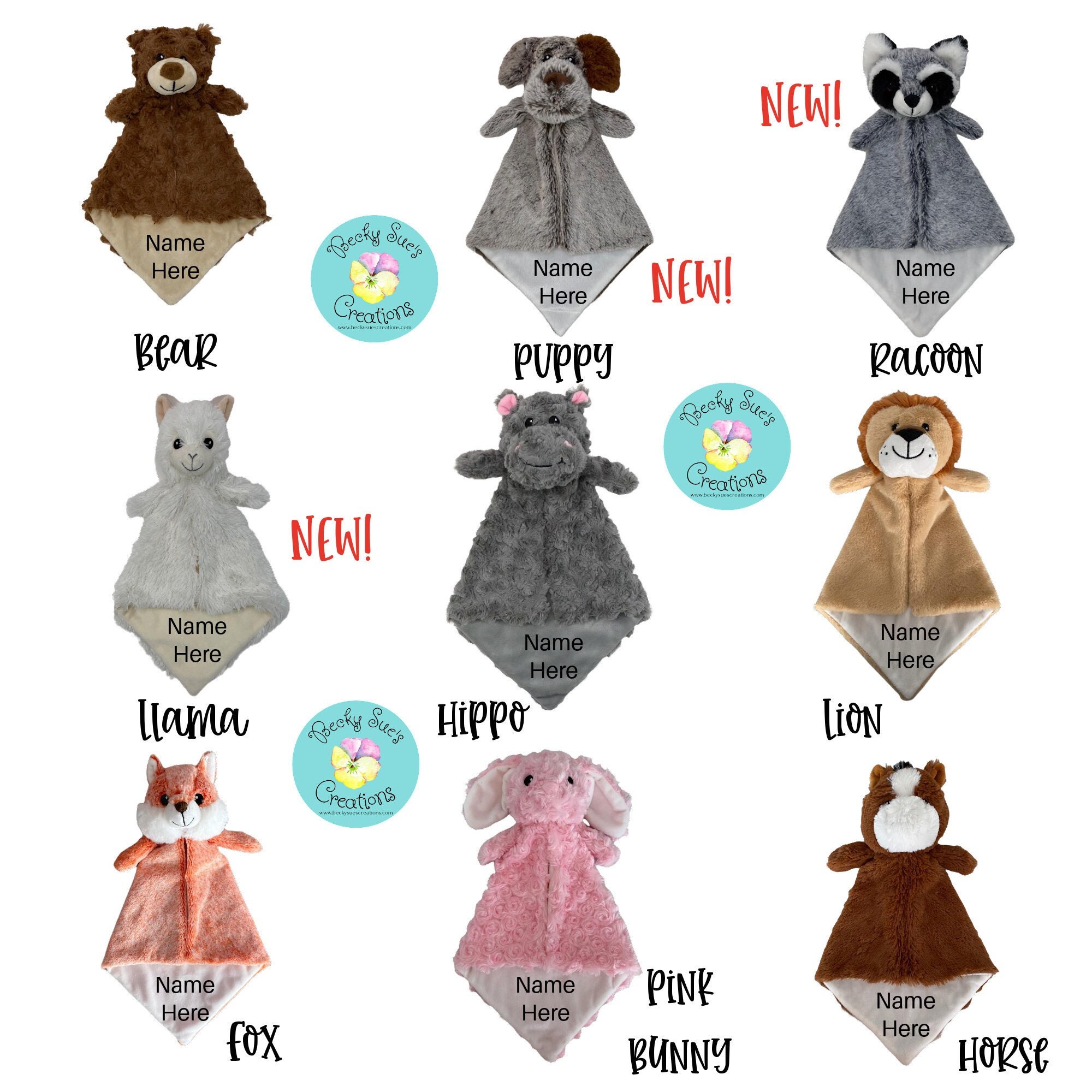 Personalized Baby Gift, Baby Animal Lovey Blanket, Soother Blanket, G…