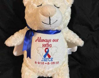 Personalized stuffed animal baby announcement birth announcement stuffed animal baby gift memorial baby gift plush bear angel