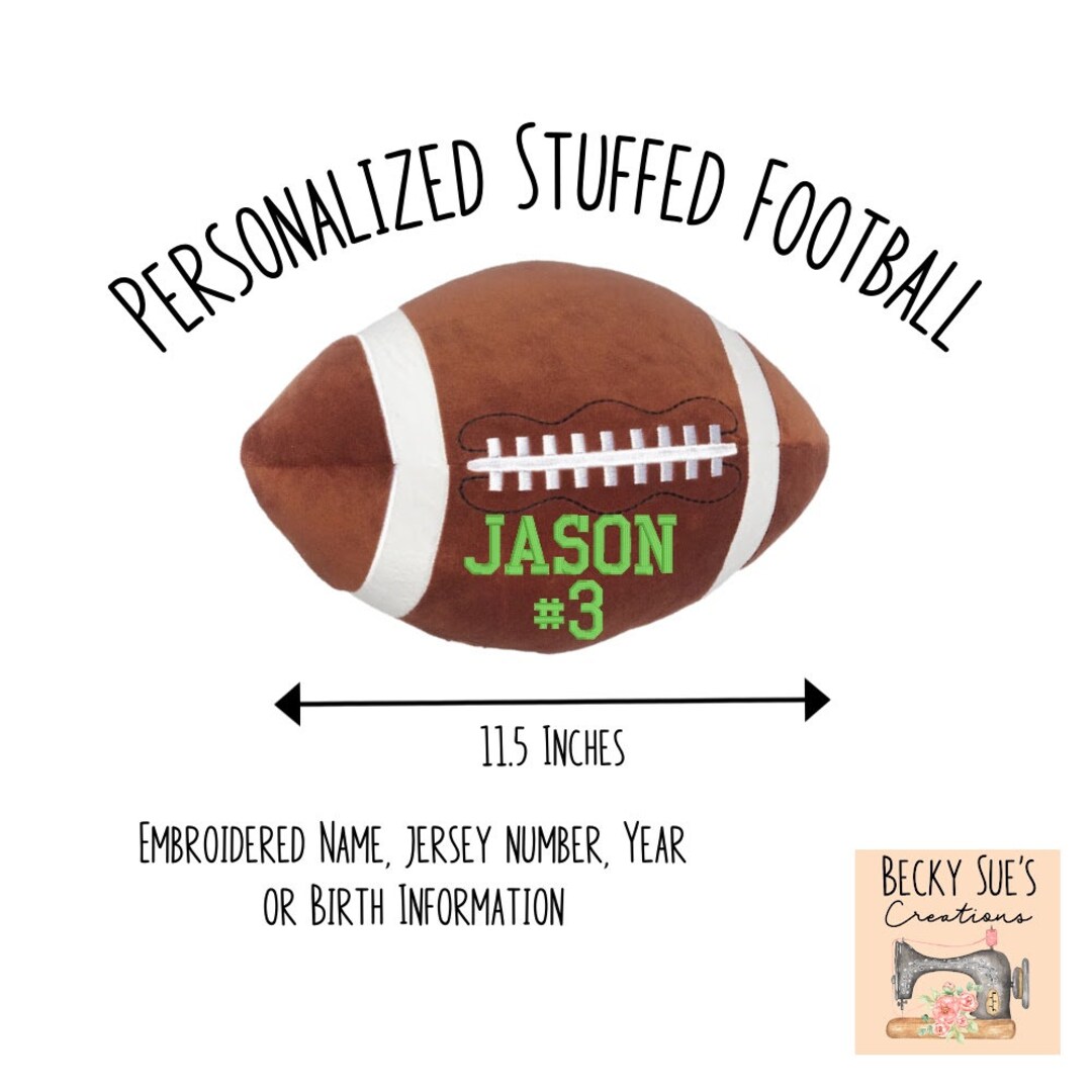 Personalized Plush Embroidered Football. Soft Stuffed Gift for Player ...