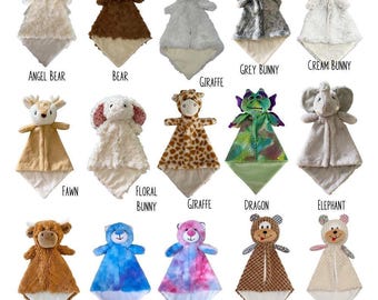 Personalized Baby Gift, Baby Animal Lovey Blanket, Soother Blanket, Gift for Baby, Baby Shower Gift, New Baby Gift