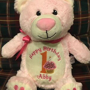 birthday personalized stuffed animal bear, 1st birthday plush animal, birth announcement stuffed animal, birthday gift, toddler gift