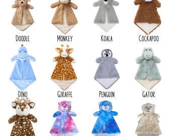 Personalized Baby Gift, Baby Animal Lovey Blanket, Soother Blanket, Gift for Baby, Baby Shower Gift, New Baby Gift