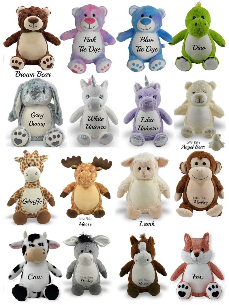 Personalized Stuffed Animal Teddy Bear Embroidered Birth Etsy