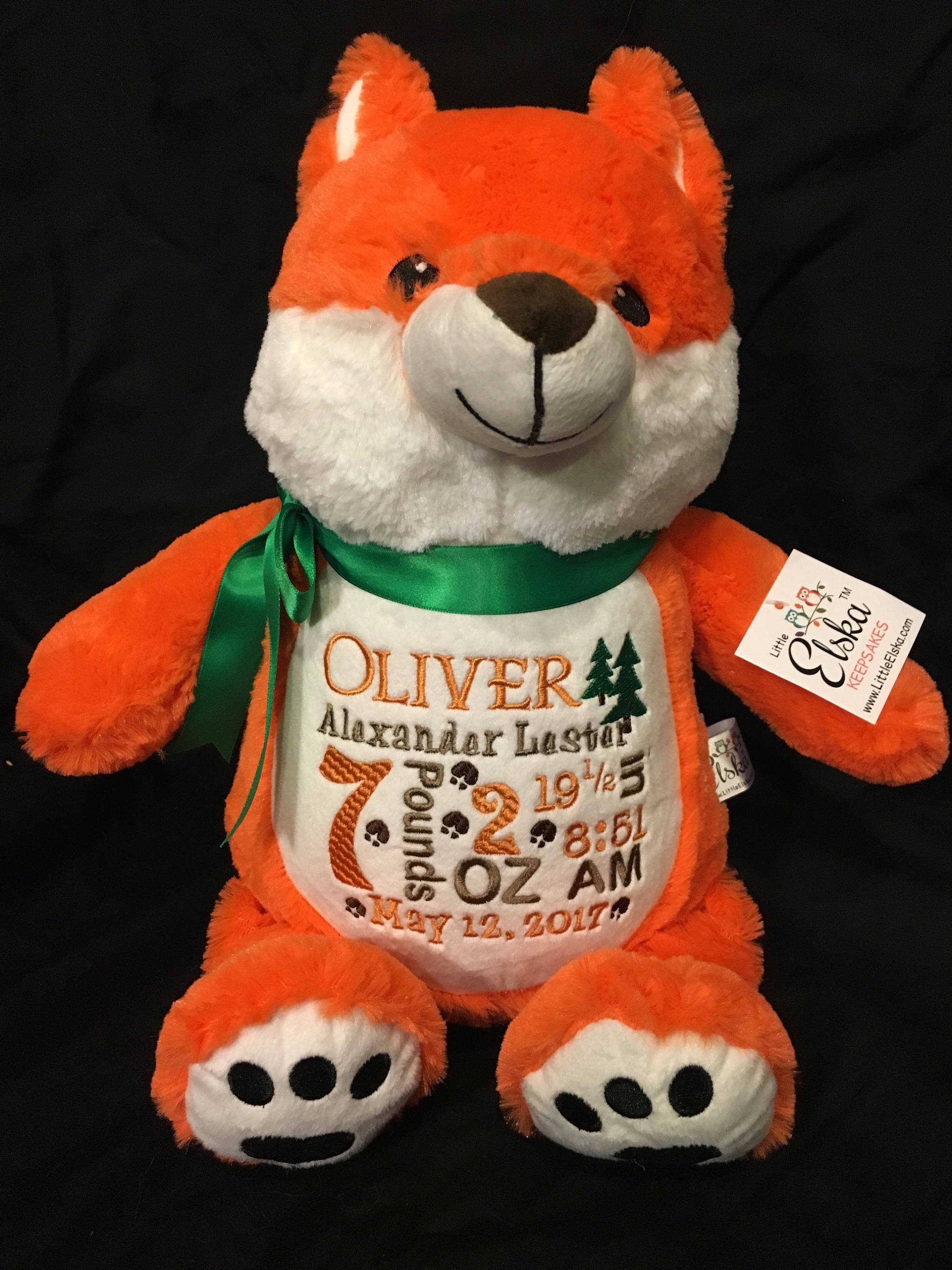 birth announcement stuffed animal, baby announcement plush animal, pe…