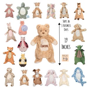 Baby Blanket Sshlumpie w/ embroidered name. Gift for baby, infant or toddler. Personalized lovey, newborn lovie, large unstuffed teddy bear