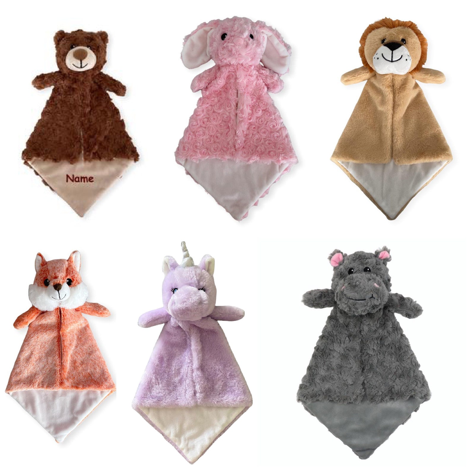 Personalized Baby Gift Baby Animal Lovey Blanket Soother Etsy