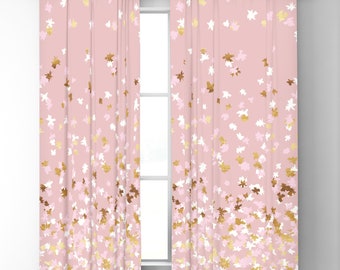 Pink Gold Curtains Etsy