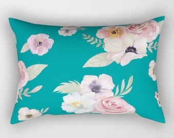 Lumbar Throw Pillow Watercolor Floral I Buy FLORAL FANCY Rectangular Pillow by