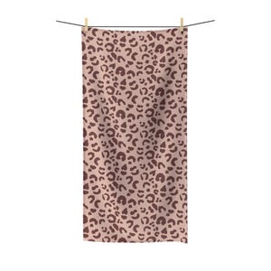 Bath or Beach Towel, Leopard Print, Sable Red Blush Pink, Safari Bathroom Decor, Animal Print Towels, Cheetah Print, Kids Pool Towel