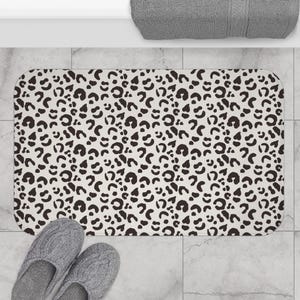 Plush Bath Mat, Leopard Print, Chocolate Cream, Jungle Cats, Safari Decor, Bathroom Rug, Animal Print Home Decor, Kids Room, Cheetah