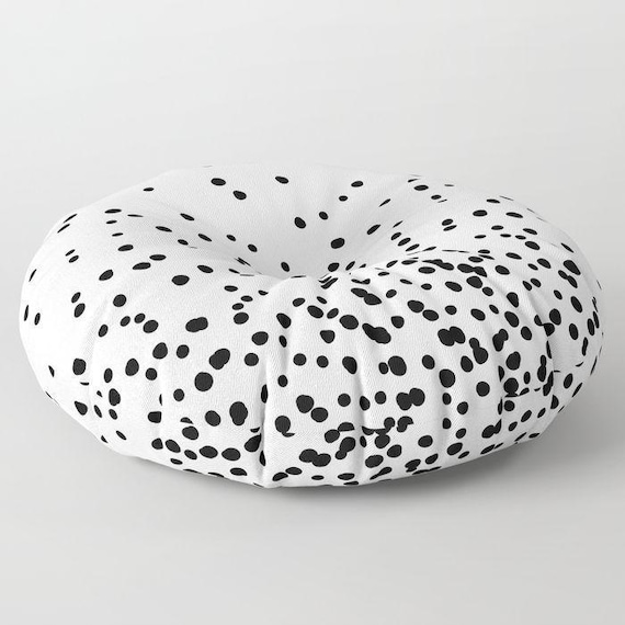 Oversized Floor Pillow Floating Dots Black And White Etsy