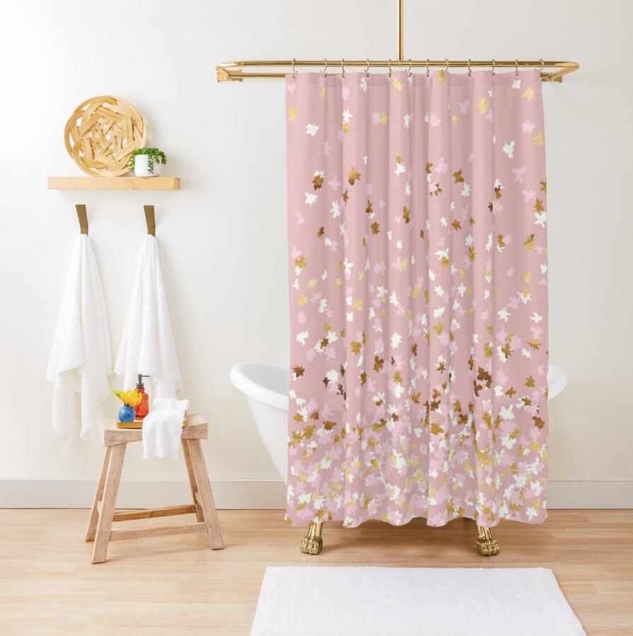 Shower Curtain Or Bath Mat Floating Confetti Dots Pink Etsy Shower Curtain Or Bath Mat Floating Confetti Dots Pink Etsy