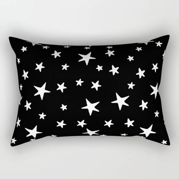 Lumbar Throw Pillow Star Print White on 