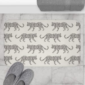Plush Bath Mat, Leopard Parade, Chocolate on Cream, Jungle Cats, Safari Decor, Bathroom Rug, Animal Print Home Decor, Kids Room, Cheetah