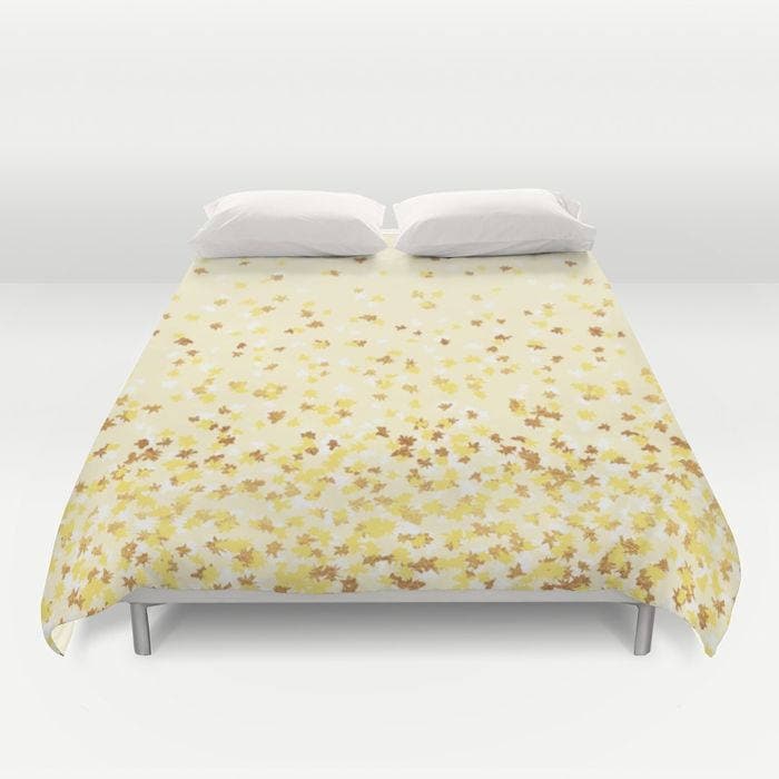 Duvet Cover Or Comforter Floating Confetti Dots Yellow Etsy