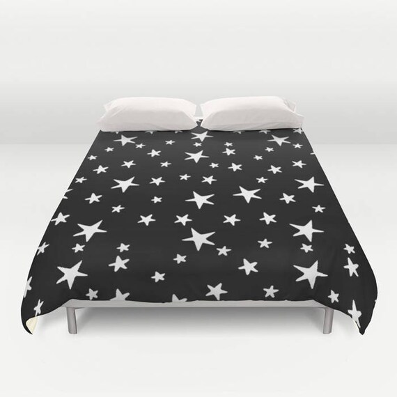 Duvet Cover Or Comforter Star Print White On Black Twin - Black And White Star Print Bedding Duvet Cover Or Comforter Star Print White On Black Twin - Black And White Star Print Bedding