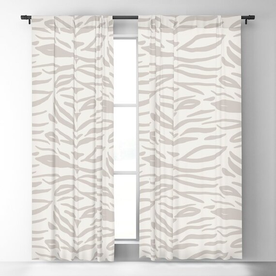 Window Curtains Zebra Stripes Gray on Ivory Cream | Etsy