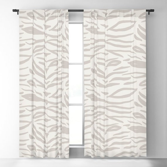 Window Curtains Zebra Stripes Gray on Ivory Cream Etsy