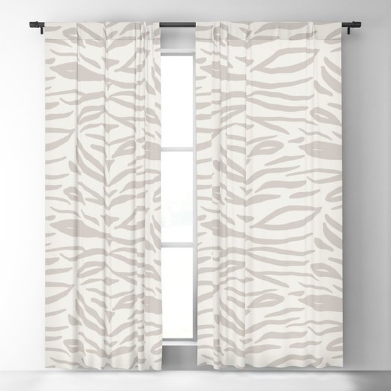 Window Curtains Zebra Stripes Gray on Ivory Cream | Etsy