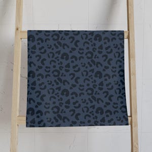 Hand Towel, Leopard Print, Tonal Navy Blue, Safari Bathroom Decor, Animal Print Towels, Cheetah Print, Kitchen Towel, Tea Towel, Dish Towel
