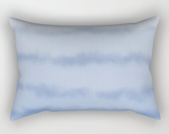 Lumbar Throw Pillow - Ombre Ocean Tides - Blue Watercolor Stripes - Rectangle Cover and Insert - 17x12 20x14 25.5x18 28x20