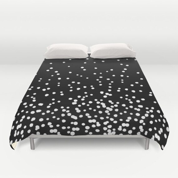 Duvet Cover Or Comforter Floating Dots Black And White Etsy