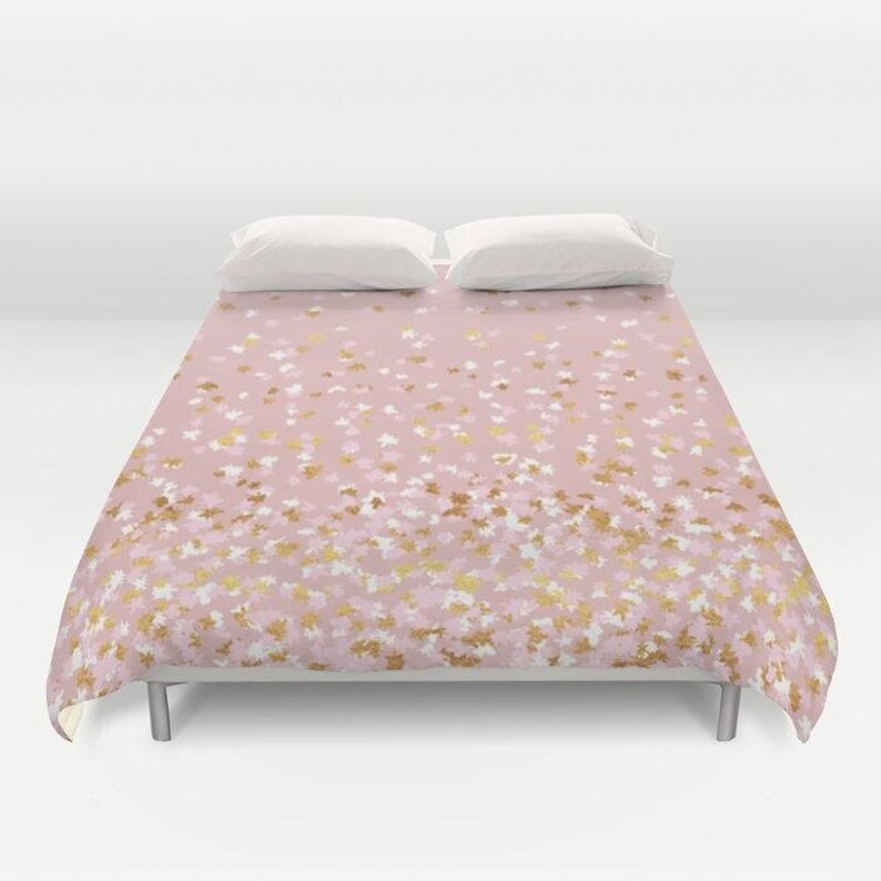 Duvet Cover Or Comforter Floating Confetti Dots Pink Blush Image 0