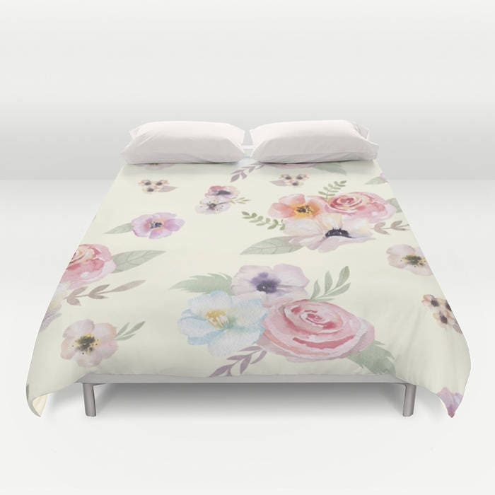 Duvet Cover Or Comforter Watercolor, Ivory Bedding Twin Xl