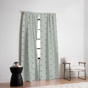 Blackout Window Curtains, Boho Floral Block Print, Lavender Coral Mint, One Piece Panel, Nursery Curtain, Floral Window Treatment, Baby Girl