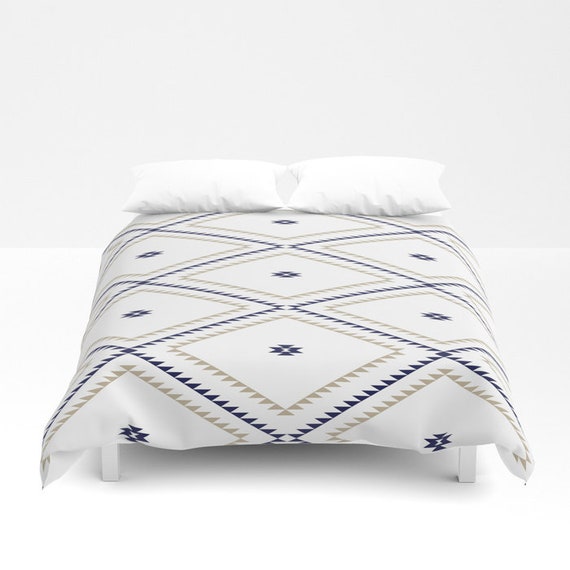 Duvet Cover Or Comforter Navajo Pattern Tan Navy Blue Etsy