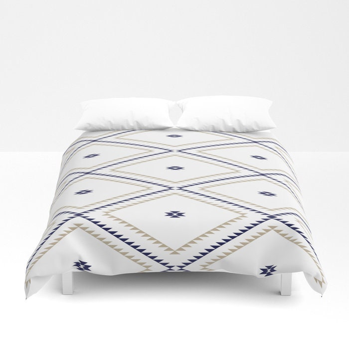 Duvet Cover Or Comforter Navajo Pattern Tan Navy Blue White