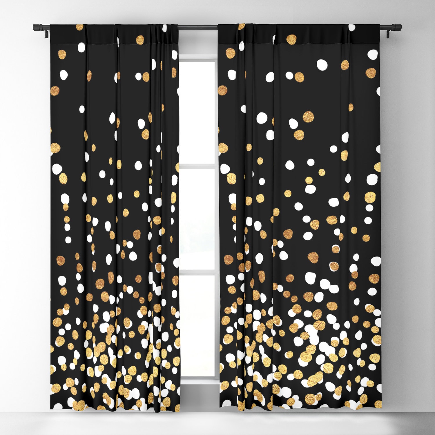 Window Curtains Floating Dots Gold White Black 50 Etsy Window Curtains Floating Dots Gold White Black 50 Etsy