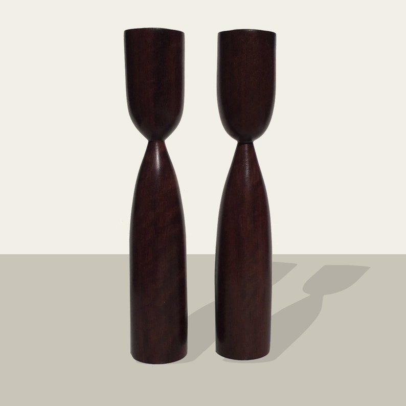 1 34 inch diameter - 9 14 inches tall Katalox Candlesticks dark brown to black