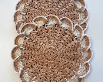 Copper Mist Vintage Style Crochet Potholders/Hot Pads - set of 2 (#02-18-5)