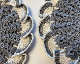 Stone (dark gray) Vintage Style Crochet Potholders/hot pads - set of 2 (#02-18-5)