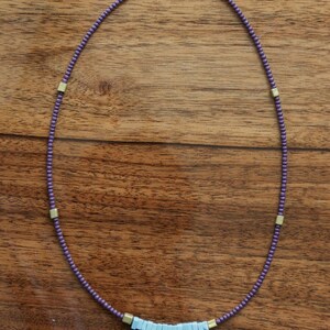 COLLAR DE CUENTAS DE SEMILLAS DE VIDRIO Y PIEDRA TURQUESA, CADENA DE CUENTAS DELICADA Y GARGANTA DELICADA DE ESTILO BOHO