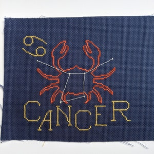 Simple and Modern Cancer Cross-stitch Pattern - Zodiac Astrology Craft