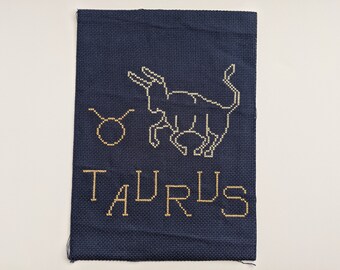 Modèle de point de croix Taureau simple et moderne - Artisanat d'astrologie du zodiaque