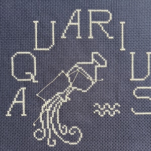 Simple and Modern Aquarius Cross-stitch Pattern - Zodiac Astrology Craft
