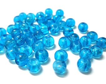 20 blue Crackle Glass 4mm (N-9) beads