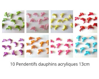 Perles Pendentifs dauphin acrylique AB 13x19 mm , perles dauphins , pendentifs dauphins , perles plastiques