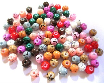 6mm drawn glass beads, 6mm round beads, 6mm beads, 6mm glass beads